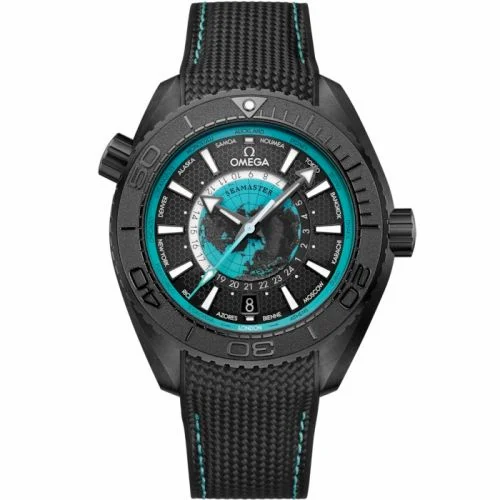 Omega Seamaster Planet Ocean 600M Co-Axial Worldtimer 45.5 Master Chronometer GMT Ceramic / Black - Turquoise / Rubber 215.92.46.22.01.006 (21592462201006)